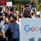 Google workers leaving Google’s Mountain View, California headquarters in a walkout protesting the company’s handling of sexual misconduct allegations in November 2018.